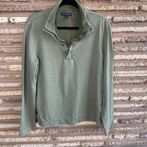 Banana Republic Green Button 1/4 Zip Henley Polo Sweater Size Medium - Picture 9 of 9